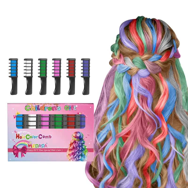 MSDADA Peigne Colorant Cheveux Temporaire – Coloration lavable pour filles, fêtes et déguisements