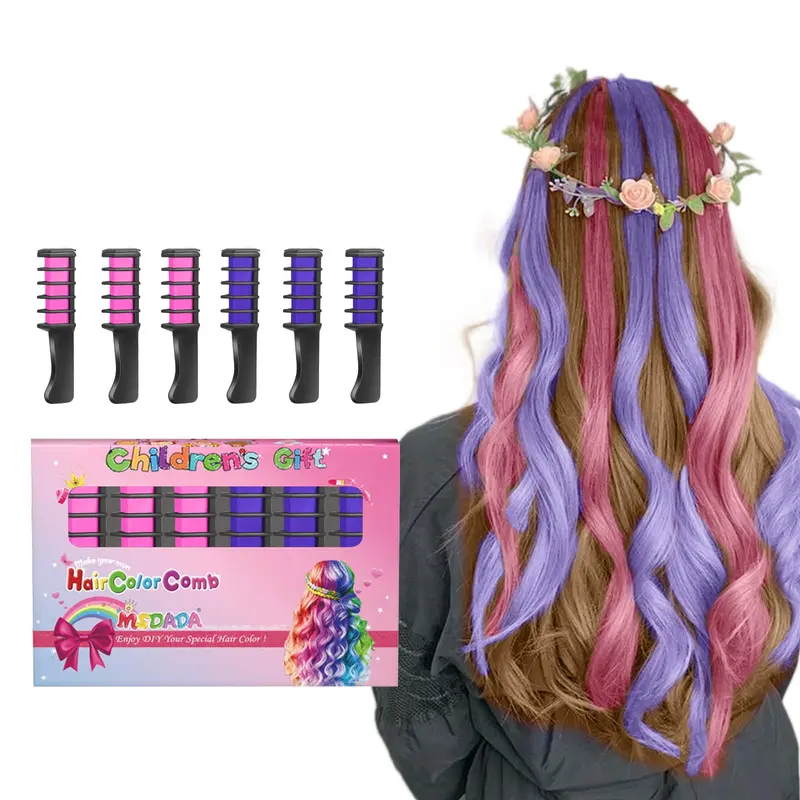 MSDADA Peigne-Crayon Colorant Cheveux Enfant Violet & Rose – Temporaire et Lavable