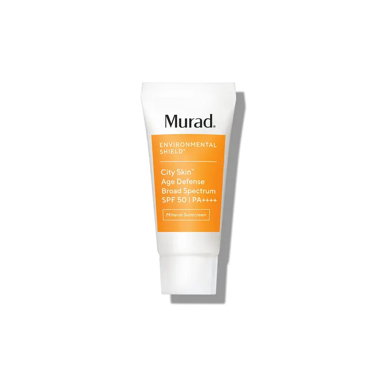 Murad City Skin Defense SPF50 — Bouclier minéral visage, UV et lumière bleue, format voyage 0,6 oz