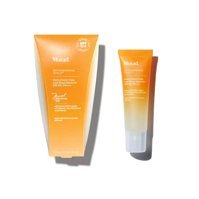 Murad Multi-Vitamin Clear Coat SPF 50 – Écran léger avec vitamines C-F, clary sage bio-fermenté et graines de chia – 1,7 fl oz