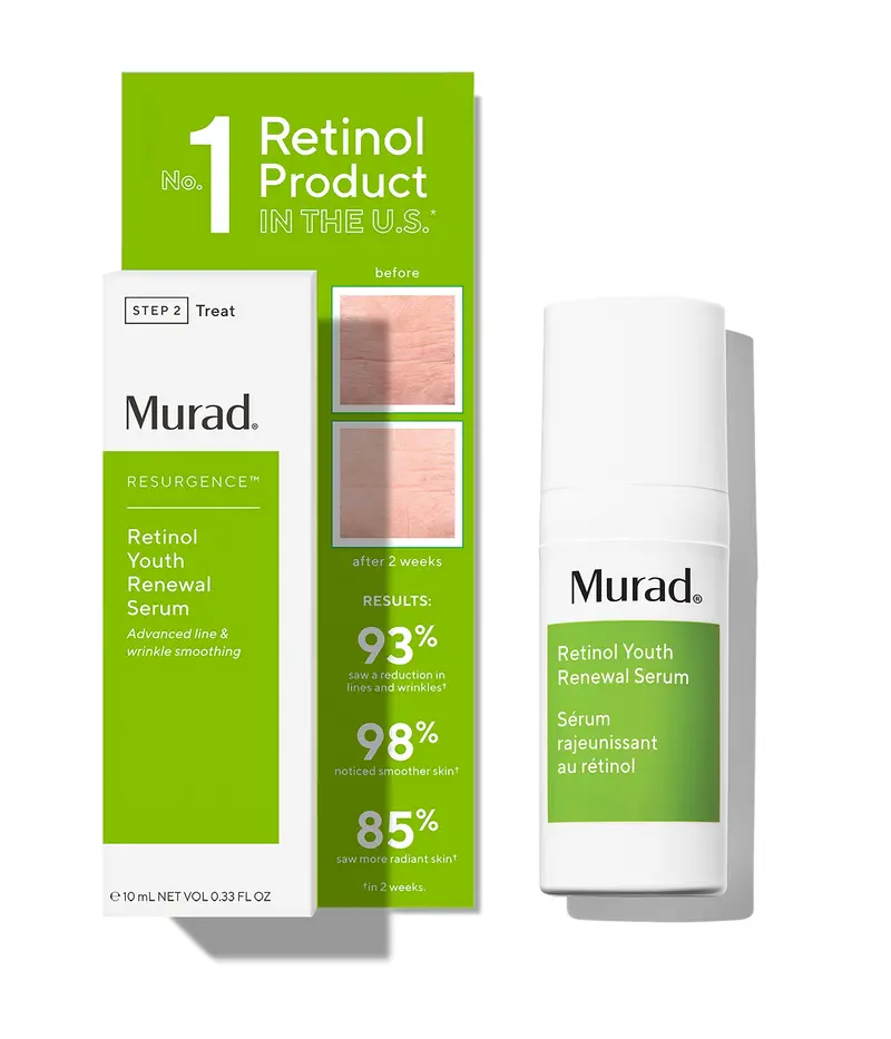 Murad Sérum Jeunesse Rétinol — Lissage des rides du visage et du cou | Hydratation à l'acide hyaluronique, formule douce, 10 ml