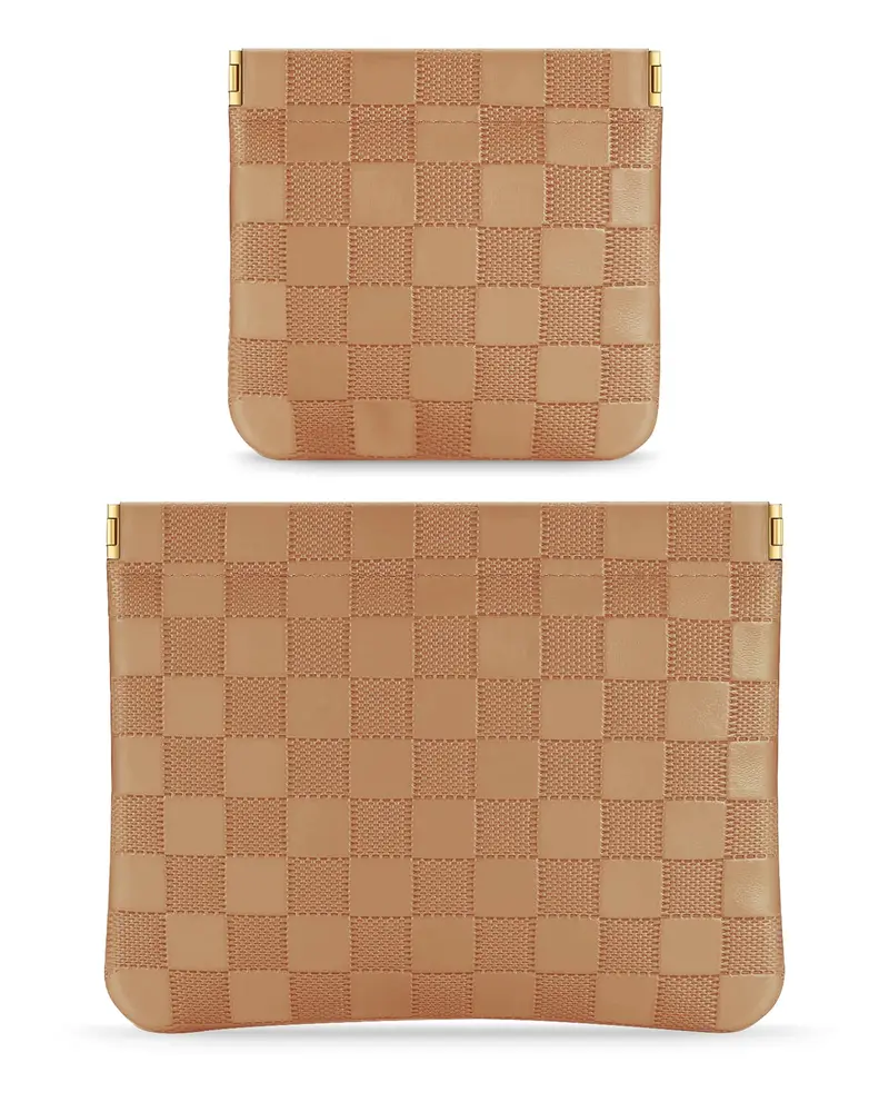 MXXUUOOM Trousse de Maquillage en Cuir – 2 Pièces, Pochettes d’Organisation et Étui Étanche