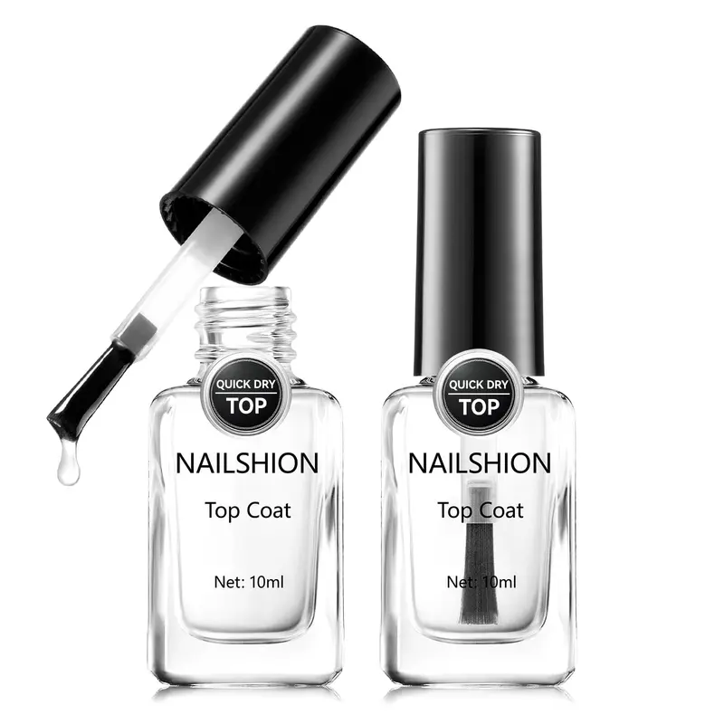 Nailshion – Lot de 2 Couches de Finition Transparente, Séchage Rapide et Brillance Durable, Véganes