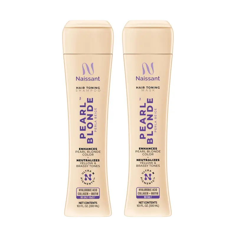 Naissant Set Shampoing Violet et Masque Tonifiant – Reflets Perle Blonde, Neutralise Jaunes et Orangés, Sans Ammoniac, Sans Parabènes, 10,1 fl oz
