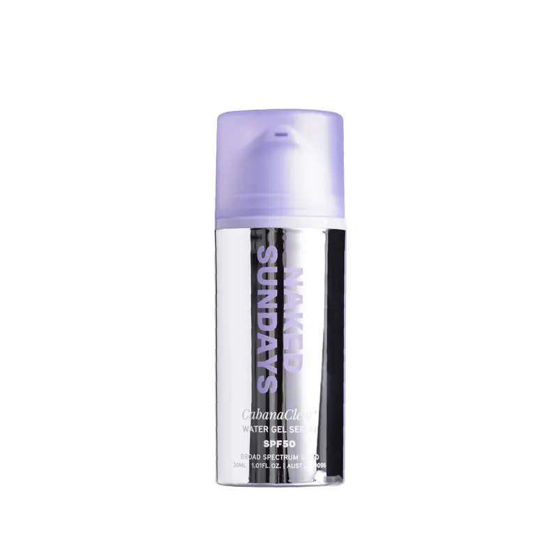 Naked Sundays CabanaClear SPF50 – Gel visage invisible, écran solaire quotidien sans parfum, 30 ml