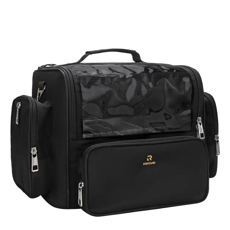 NAONAYA Trousse Pinceaux Transparente – Grande Capacité, Étui Voyage à Couvercle, Diviseurs Réglables