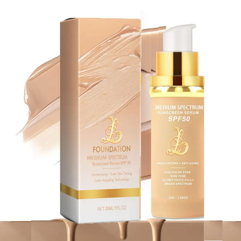 Narvokey – Fond de Teint Quatre-en-Un, Teintes Light à Medium, Waterproof SPF50+