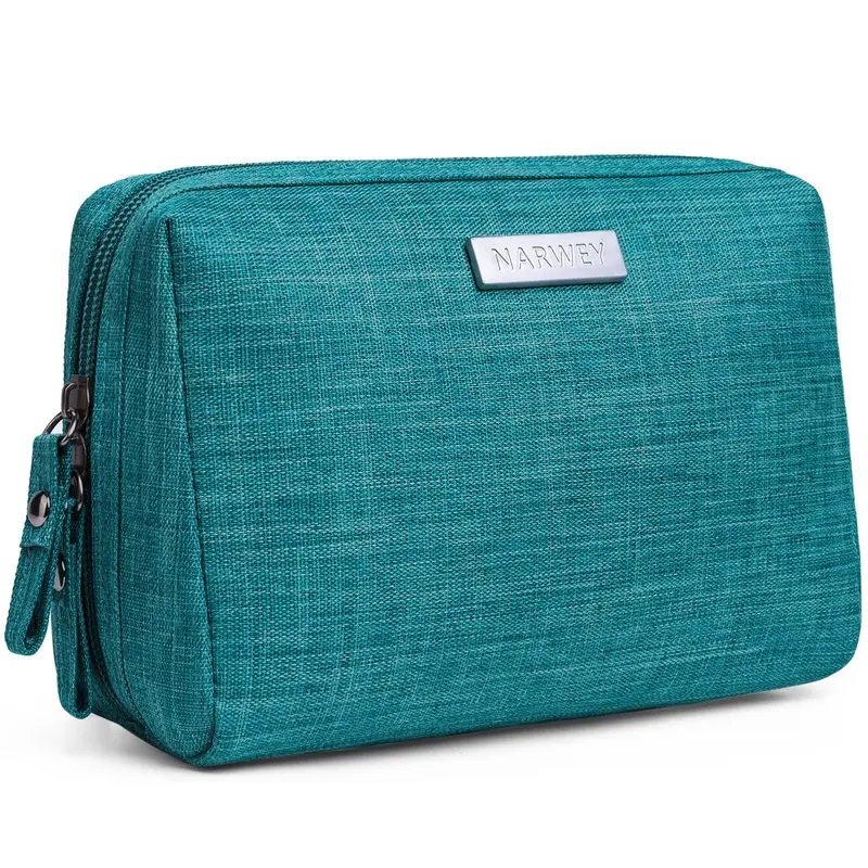 Narwey Petite Pochette Maquillage Teal — Trousse de Voyage à Compartiments