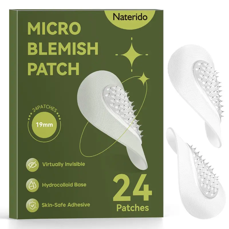 Naterido Patch Acné Microdart Hydrocolloïde – Lot de 24, Invisible Jour et Nuit
