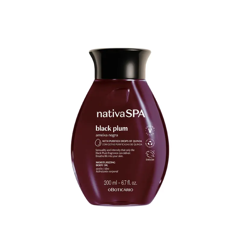 NATIVA SPA par O Boticário – Huile pour le corps Prune Noire, Hydratation Prolongée, 6,8 oz