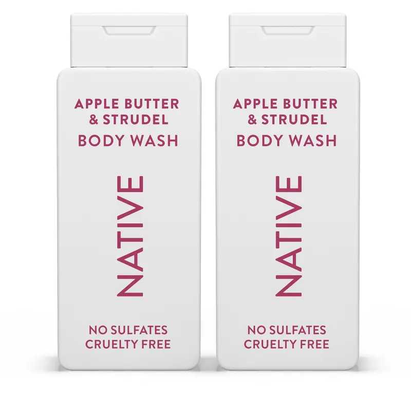Native Body Wash Apple Butter & Strudel – Pack Automne 2x18oz – Sans Sulfates, Parabènes et Colorants
