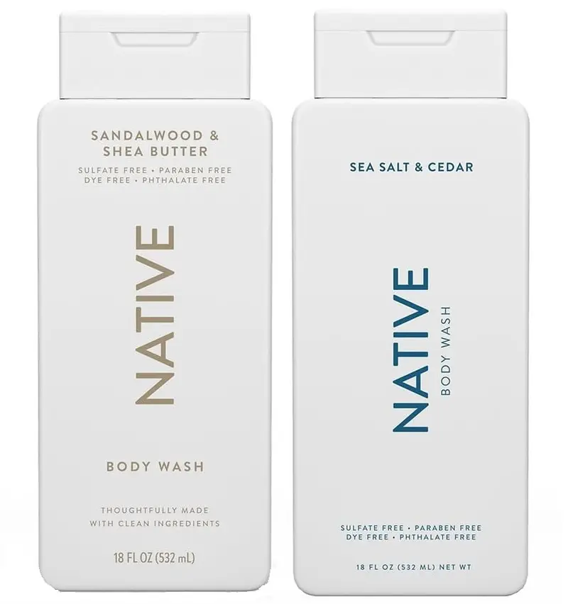 Native Gel Douche 2-Pack – Sel Marin et Cèdre + Santal et Beurre de Karité, 2 × 532 ml