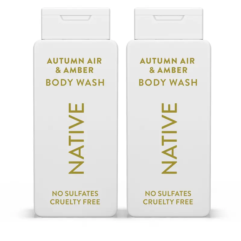 Native Gel Douche Automne Air et Ambre – Lot 2x18 oz, Sans sulfates, parabènes et colorants