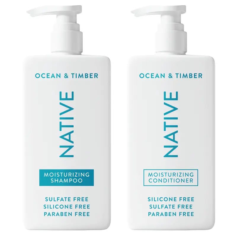 Native Ocean & Timber — Shampooing & Après-shampooing Naturels, Sans Sulfates ni Colorants, Pack de 2