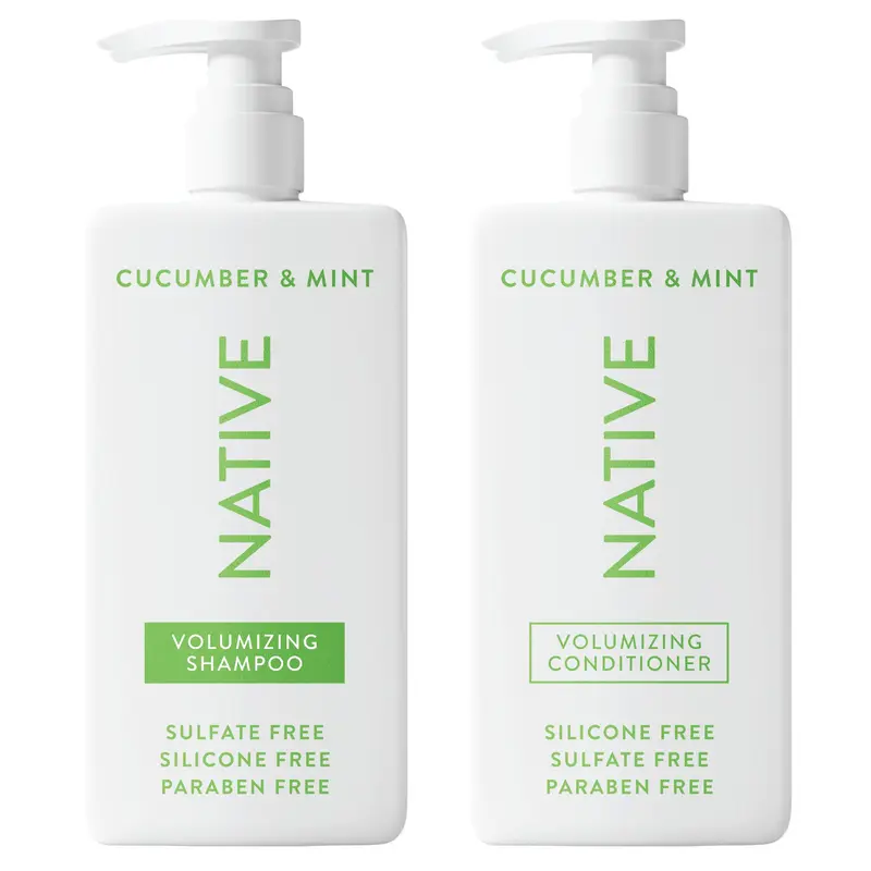 Native Shampoing et Après-shampoing Volume – Tous types de cheveux, Sans sulfates ni colorants, Concombre & Menthe, Lot de 2 × 16,5 oz