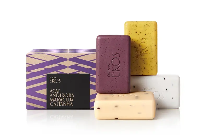 Natura Coffret de 4 Savons Gommants – Castanha, Andiroba, Açaí & Fruit de la Passion – Vegan & Commerce équitable