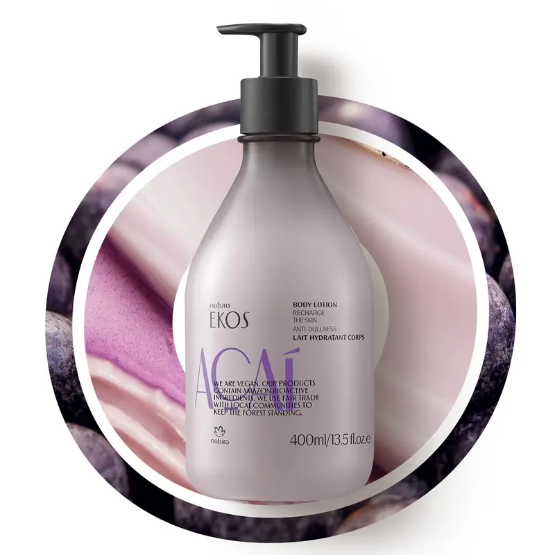 Natura - Lait Corps Açaí VEGAN – Hydratation & Nourrissement pour Peau Sèche (400 ml)
