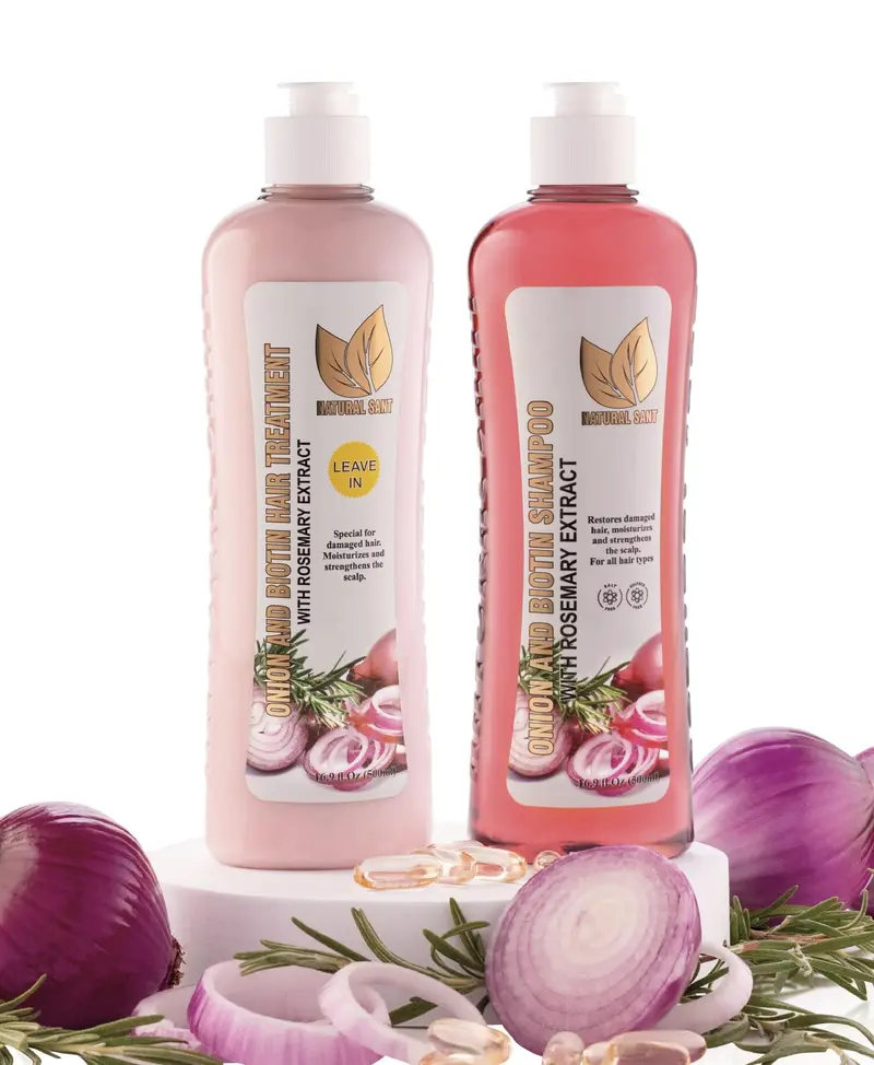 Natural Sant - Shampoing et Soin Biotine, Oignon et Romarin pour Cheveux plus forts, plus denses et plus longs