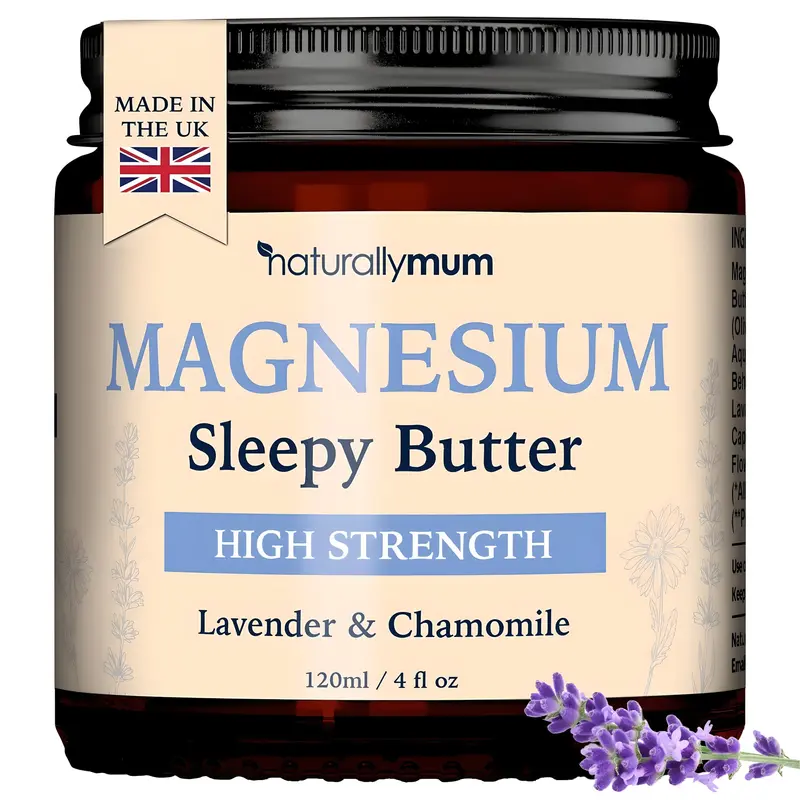 NaturallyMum Beurre Magnésium – Naturel et végan | Soin topique au chlorure de magnésium – Lavande & Camomille