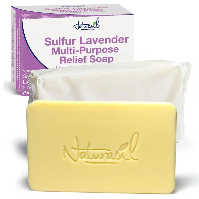 Naturasil Savon au Soufre et Lavande – Soin Naturel Puissant pour Acné et Démangeaisons | Pour Visage et Corps (2) 5 oz
