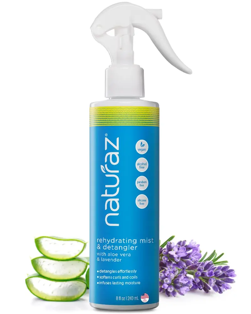 Naturaz Brume Démêlante pour Cheveux Bouclés – Sans Parabènes, Vegan, Sans Silicone (8 oz)