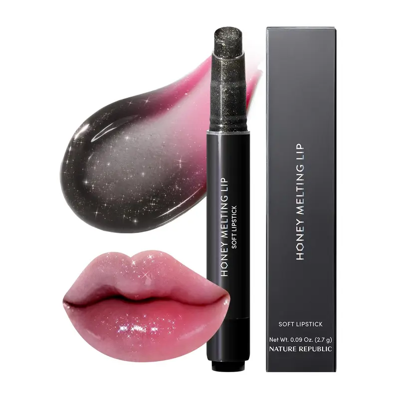 Nature Republic Honey Melting Lip Glitter & Plumping – 16 Midnight Sparkle, Stick Lèvres Hydratant et Teinte Changeante