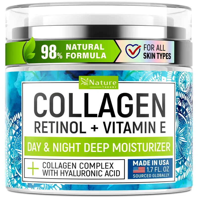Nature Theory – Crème Visage Collagène avec Rétinol et Acide Hyaluronique | Hydratation Intensive, 50 ml