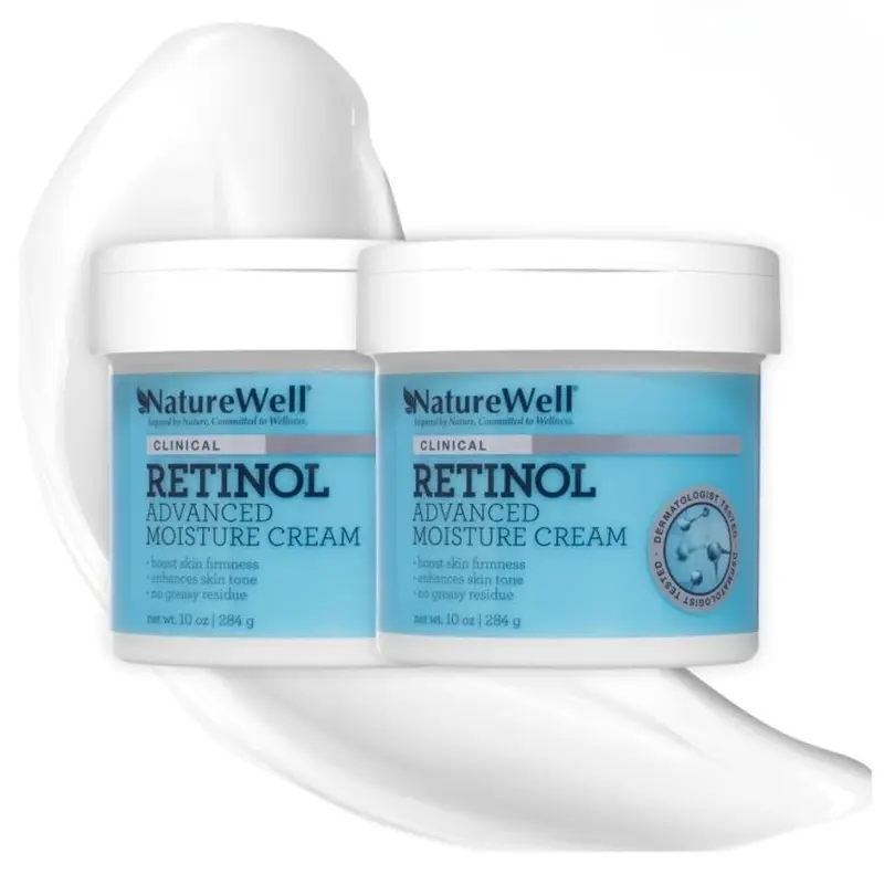 NATURE WELL Crème Rétinol Avancée Hydratante – Visage, Corps et Mains, Pack 2x10 oz