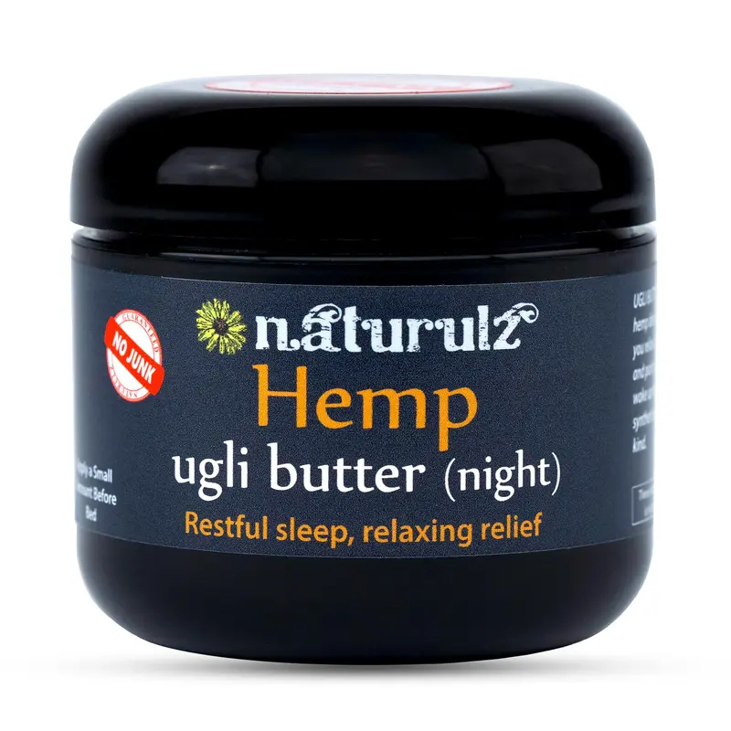 Naturulz Ugli Butter Night Cream – Crème Nuit au Chanvre avec Lavande, Camomille et Passiflore (Sans Mélatonine) – 4oz