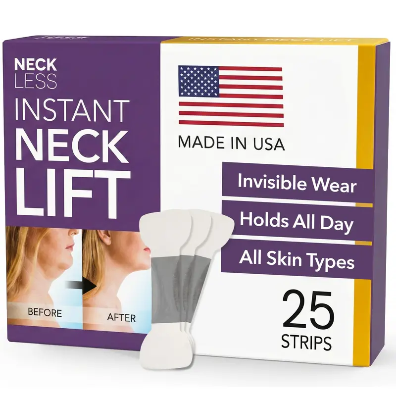 NECK LESS – Bandes lifting visage et cou invisibles, adhésif médical, sans chirurgie (25 bandes)