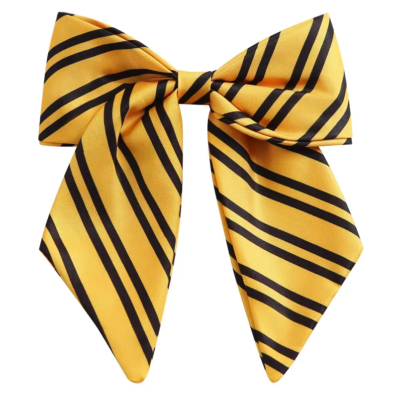 Neujiwo Grand Nœud Rayé Jaune 6 Pouces – Barrette Française pour Cheveux