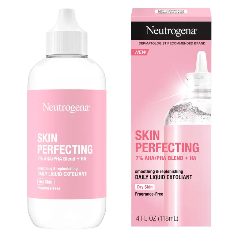 Neutrogena Skin Perfecting Exfoliant Liquide 7% AHA/PHA + HA — Pour peau sèche, sans huile ni parfum, 118 ml