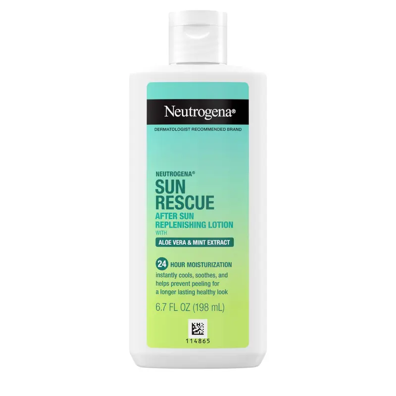 Neutrogena Sun Rescue — Lotion Réhydratante Après-Soleil avec Aloe Vera, Menthe et Vitamine E, Hydratation 24 h, Peau Sensible, Végan, Non-Comédogène, 190 g