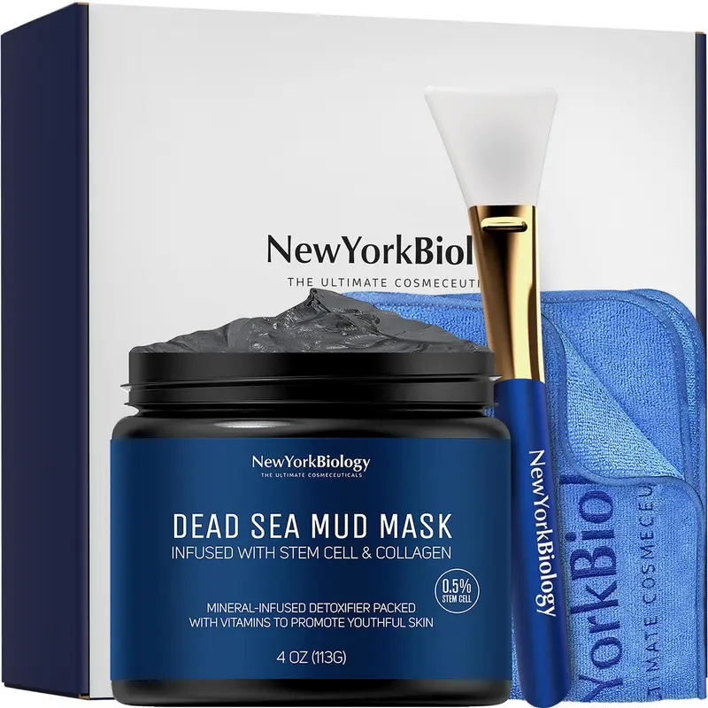 New York Biology Masque Argile Mer Morte – Cellules Souches et Collagène | Soin Visage et Corps | 4 oz