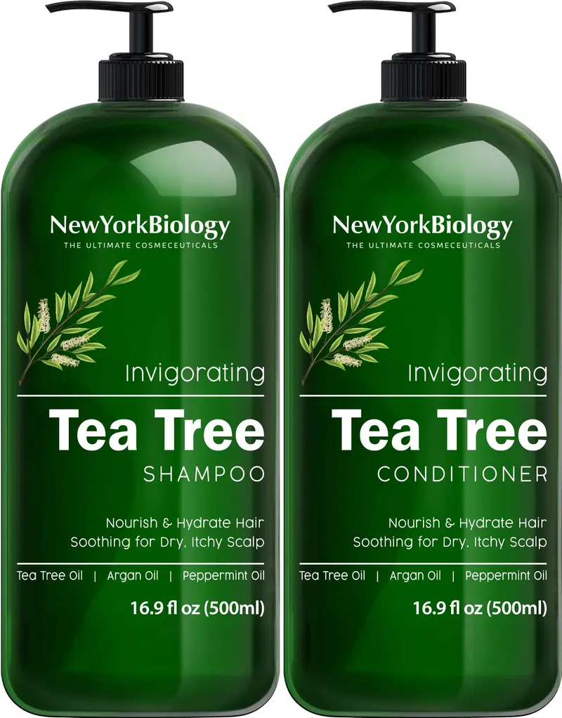 NEW YORK BIOLOGY THE ULTIMATE COSMECEUTICALS – Ensemble Shampoing et Conditionneur Tea Tree – Nettoyage en profondeur et soulagement pellicules – 500 ml