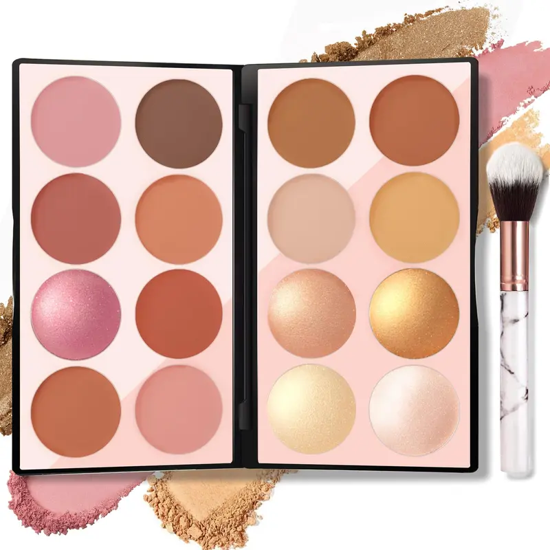 NewBang Palette 16 Couleurs – Blush, Contour et Illuminateur avec Pinceau