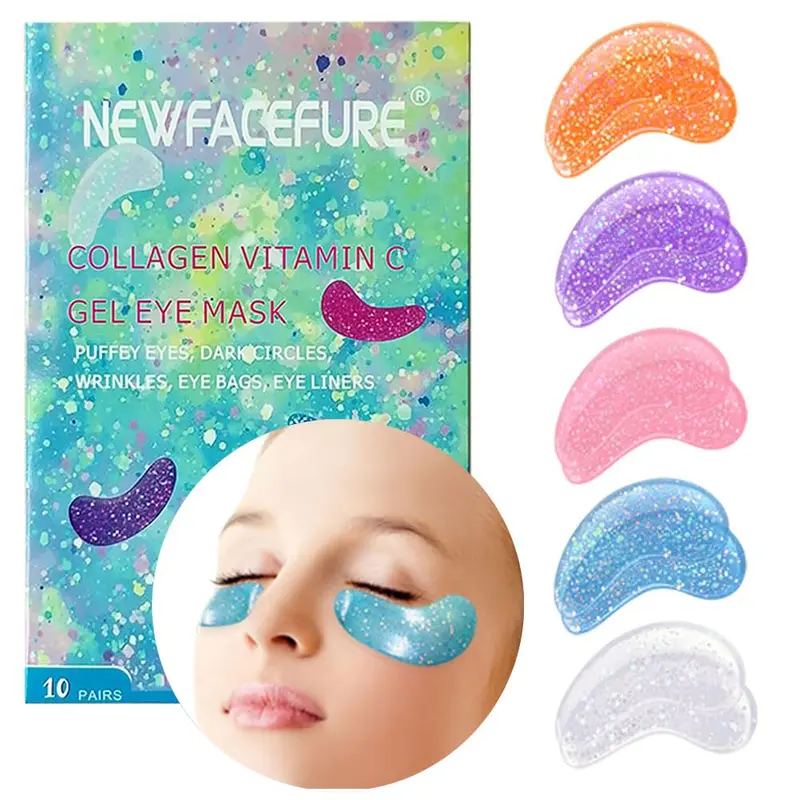 Newfacefure Patchs Yeux – 10 Paires Gel Hydratant Vitamine C, Anti-âge, Pour Cernes et Poches