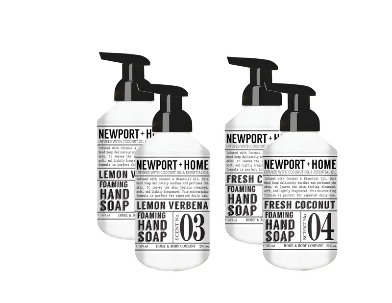 Newport Savon Main Mousse – Pack 4x20 oz Verveine Citron et Noix de Coco | Home & Body Company