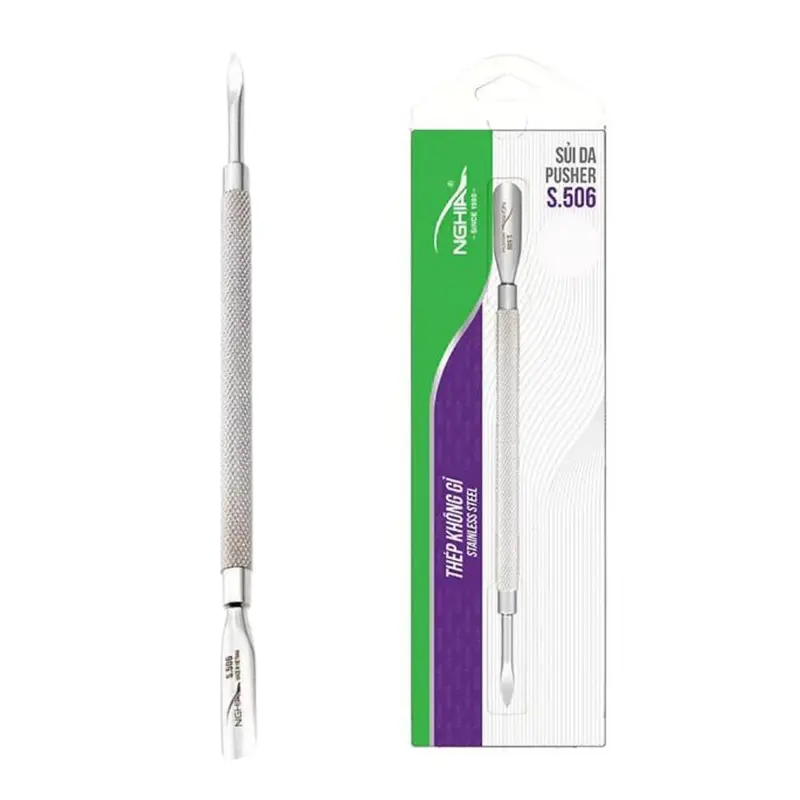 NGHIA Pusher S-506 — Nettoyeur d'ongles double-face en acier inoxydable, design ergonomique