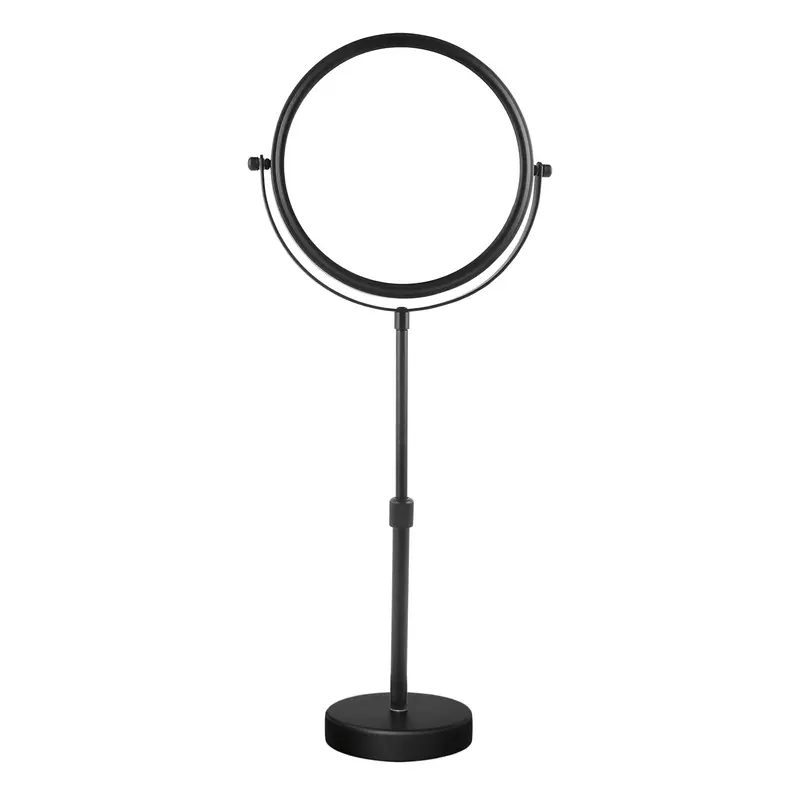 Nicesail Miroir Maquillage de Table 8'' – Double Face, 5x, Hauteur Ajustable, Noir Mat