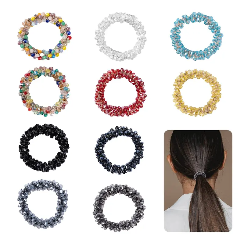 Nicime – Lot de 10 serre-cheveux cristal perlé pour femmes