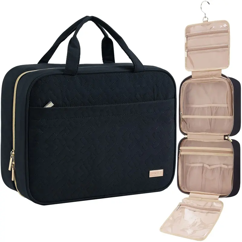 NISHEL Sac de Toilette de Voyage – Grand Format, Organisateur Suspendu Noir pour Femmes