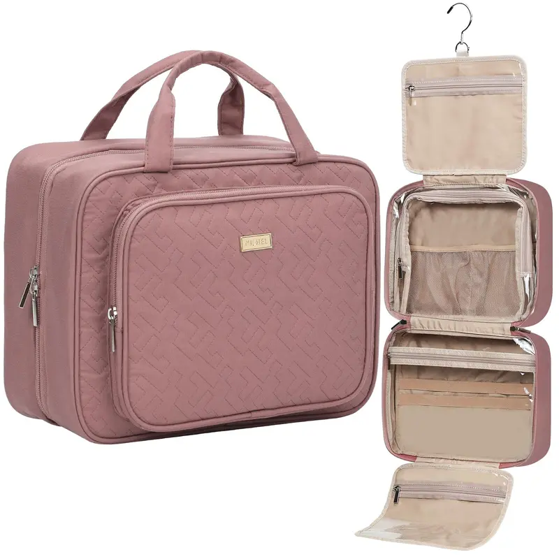 NISHEL Sac de Toilette de Voyage pour Femmes – Trousse d'Accessoires Grande Rosewood-Pink