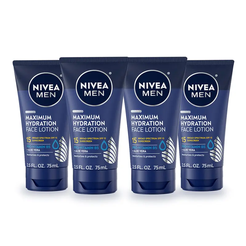 NIVEA MEN Lotion Hydratation Maximale Visage SPF15 – Lot de 4 tubes (74 ml chacun)