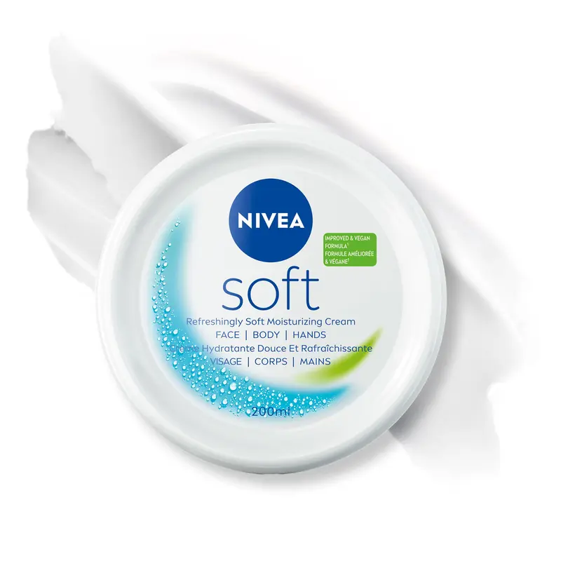 NIVEA Soft Crème Hydratante — Lot de 4 pots 6,8 onces | Texture légère, Vitamine E et huile de jojoba