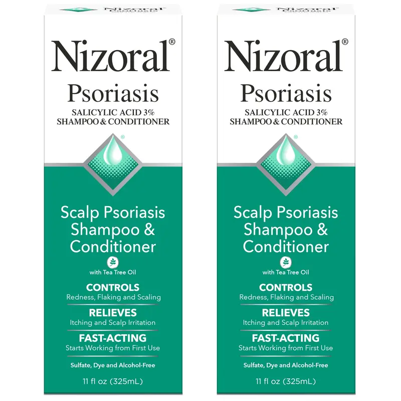 Nizoral Shampoing et Après-Shampoing Psoriasis – Soulagement du cuir chevelu, lot 2x325 ml