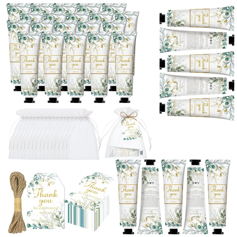 Nlicrst – 50 Crèmes Mains Feuillage Vert pour Fête Bébé et Mariage – Faveurs Invités