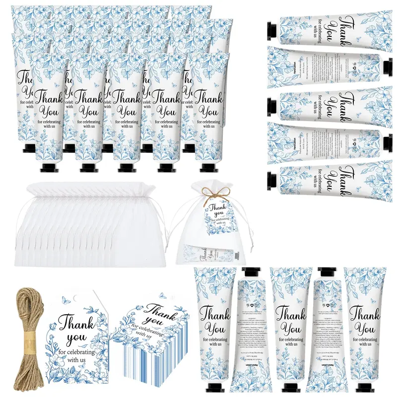 Nlicrst – 50 ensembles de crèmes pour les mains fleurs bleues, cadeaux invités pour baby shower et mariage