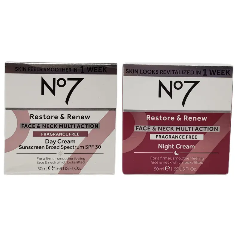No. 7 Restore et Renew – Duo Jour et Nuit sans parfum SPF30, 2×1,69 oz