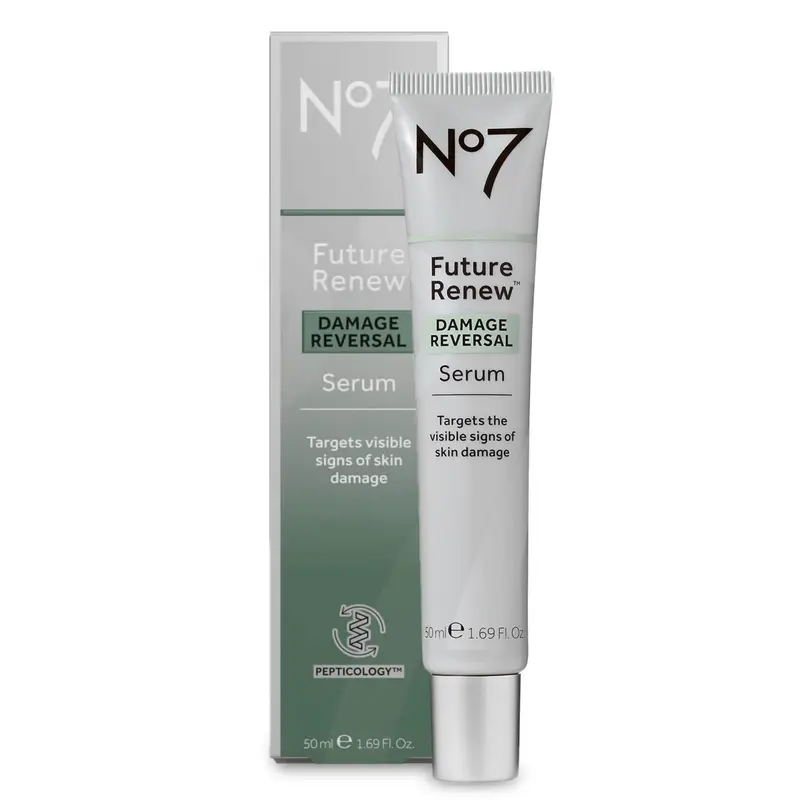 No7 Future Renew Damage Reversal Serum – Sérum visage léger avec peptides, acide hyaluronique et niacinamide